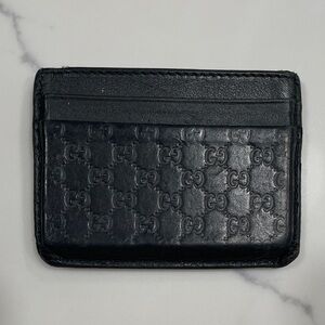 Gucci Embossed Black Card Holder Used
